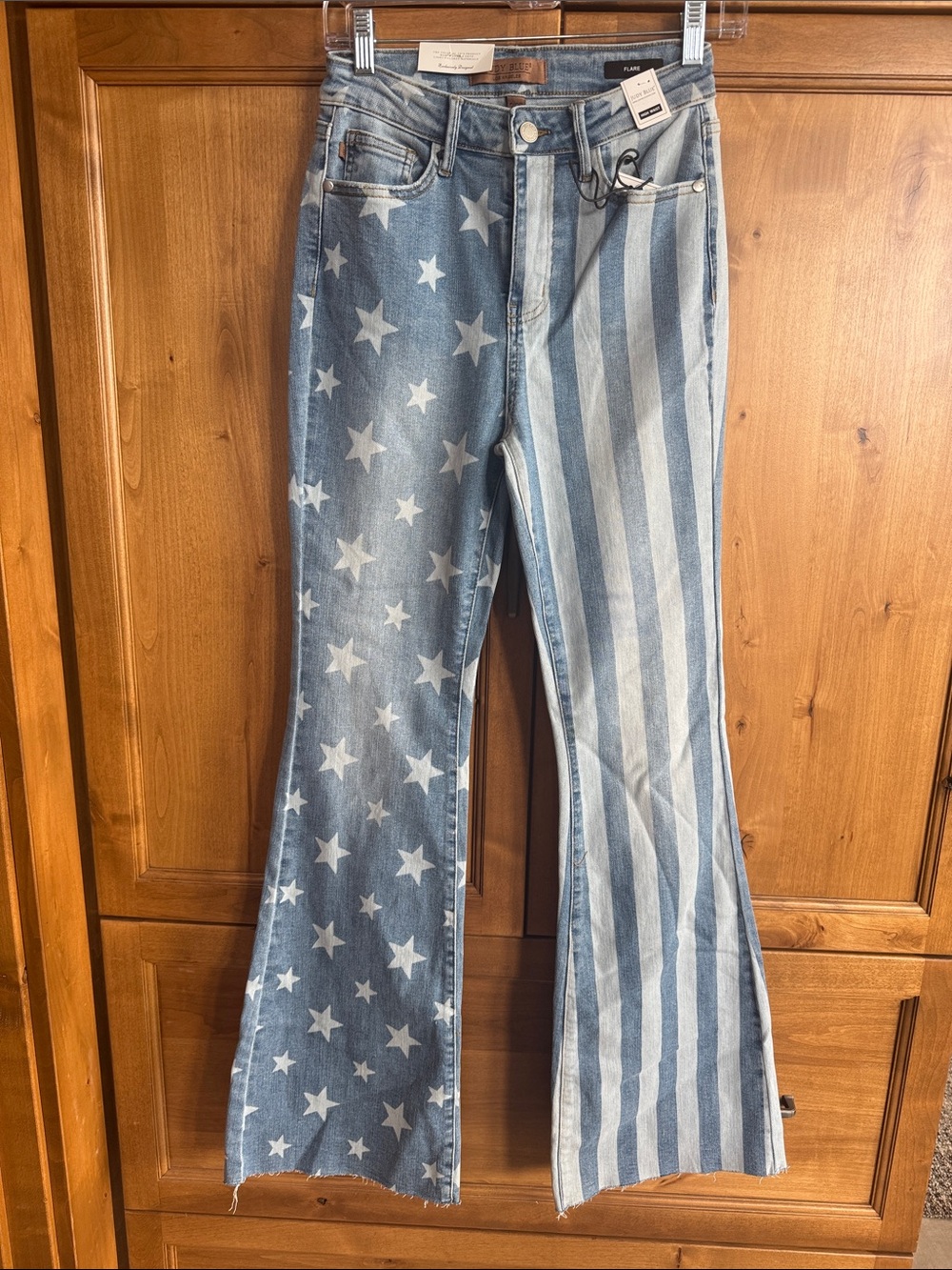 Judy Blue Light Blue Star & Stripe Flare Jeans
